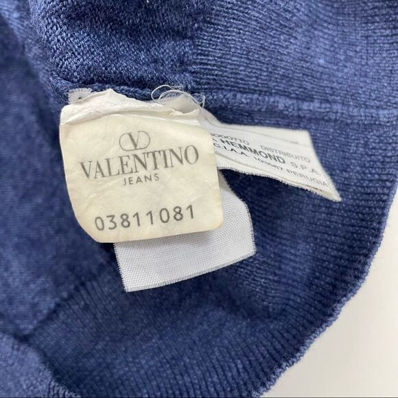 Vintage Valentino Wool Blend Polo Sweater Blue - Picture 11 of 13
